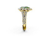 Yellow gold Fancy Green Pear  Halo Split Shank Diamond Engagement Ring with Pave Band and Four-Prong Setting_56