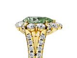 Yellow gold Fancy Green Pear  Halo Split Shank Diamond Engagement Ring with Pave Band and Four-Prong Setting_59