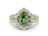 Yellow gold Fancy Green Pear  Halo Split Shank Diamond Engagement Ring with Prong Setting_20