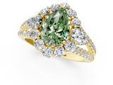 Yellow gold Fancy Green Pear  Halo Split Shank Diamond Engagement Ring with Prong Setting_21