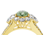 Yellow gold Fancy Green Pear  Halo Split Shank Diamond Engagement Ring with Prong Setting_24