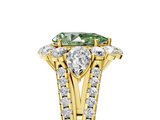 Yellow gold Fancy Green Pear  Halo Split Shank Diamond Engagement Ring with Prong Setting_25