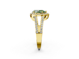 Yellow gold Fancy Green Pear  Halo Split Shank Diamond Ring with Four-Prong Setting_51