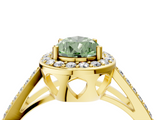 Yellow gold Fancy Green Pear  Halo Split Shank Diamond Ring with Four-Prong Setting_53