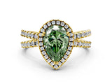 Yellow gold Fancy Green Pear  Halo Split Shank Diamond Ring with Pavé Setting_38