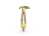 Yellow gold Fancy Green Pear  Halo Split Shank Diamond Ring with Pavé Setting_40