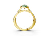 Yellow gold Fancy Green Pear  Halo Split Shank Diamond Ring with Pavé Setting_41