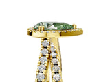 Yellow gold Fancy Green Pear  Halo Split Shank Diamond Ring with Pavé Setting_43