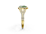 Yellow gold Fancy Green Pear  Halo Split Shank Diamond Ring with Prong Setting_21