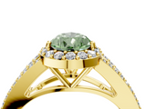 Yellow gold Fancy Green Pear  Halo Split Shank Diamond Ring with Prong Setting_23
