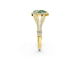 Yellow gold Fancy Green Pear  Halo Split Shank Pave Diamond Ring with Four-Prong Setting_51