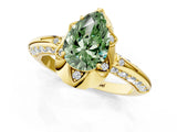 Yellow gold Fancy Green Pear  Halo Split Shank Pave Diamond Ring with Petal Prong Setting_21