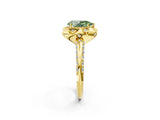 Yellow gold Fancy Green Pear  Halo Split Shank Pave Diamond Ring with Petal Prong Setting_22