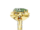Yellow gold Fancy Green Pear  Halo Split Shank Pave Diamond Ring with Petal Prong Setting_25