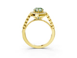 Yellow gold Fancy Green Pear  Halo Twist Band Solitaire Ring with Six-Prong Setting_35