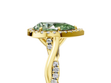 Yellow gold Fancy Green Pear  Halo Twist Band Solitaire Ring_25