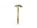 Yellow gold Fancy Green Pear  Halo Twisted Band Four-Prong Diamond Ring_22