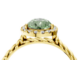 Yellow gold Fancy Green Pear  Halo Twisted Band Four-Prong Diamond Ring_24