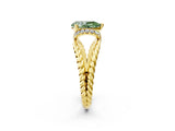 Yellow gold Fancy Green Pear  Halo Twisted Band Four-Prong Ring_35
