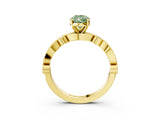 Yellow gold Fancy Green Pear  Milgrain Bezel Diamond Engagement Ring with Solitaire Prong Setting_147