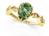 Yellow gold Fancy Green Pear  Milgrain Marquise Diamond Twist Band Ring_63
