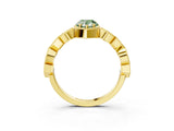 Yellow gold Fancy Green Pear  Milgrain Marquise Diamond Twist Band Ring_65