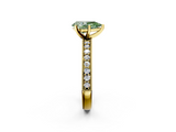 Yellow gold Fancy Green Pear  Milgrain Pave Diamond Engagement Ring with Four-Prong Setting_136