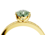 Yellow gold Fancy Green Pear  Milgrain Pave Diamond Engagement Ring with Four-Prong Setting_138