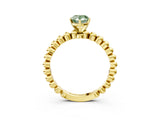 Yellow gold Fancy Green Pear  Solitaire Beaded Band Prong Setting Ring 3