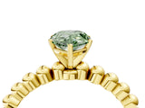 Yellow gold Fancy Green Pear  Solitaire Beaded Band Prong Setting Ring 4