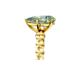 Yellow gold Fancy Green Pear  Solitaire Beaded Band Prong Setting Ring 5