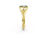 Yellow gold Fancy Green Pear  Solitaire Beaded Band Six-Prong Setting_2