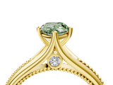 Yellow gold Fancy Green Pear  Solitaire Beaded Band Six-Prong Setting_4