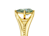 Yellow gold Fancy Green Pear  Solitaire Beaded Band Six-Prong Setting_5