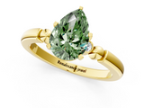Yellow gold Fancy Green Pear  Solitaire Beaded Band with Four-Prong Setting_47