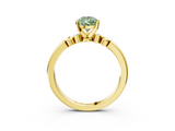 Yellow gold Fancy Green Pear  Solitaire Beaded Band with Four-Prong Setting_49