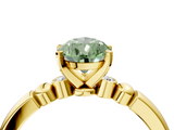 Yellow gold Fancy Green Pear  Solitaire Beaded Band with Four-Prong Setting_50