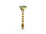 Yellow gold Fancy Green Pear  Solitaire Bezel Accent Diamond Engagement Ring with Beaded Band and Four-Prong Setting_26