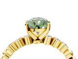 Yellow gold Fancy Green Pear  Solitaire Bezel Accent Diamond Engagement Ring with Beaded Band and Four-Prong Setting_28