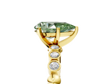 Yellow gold Fancy Green Pear  Solitaire Bezel Accent Diamond Engagement Ring with Beaded Band and Four-Prong Setting_29