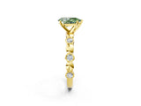 Yellow gold Fancy Green Pear  Solitaire Bezel-Set Diamond Ring with Beaded Band and Four-Prong Setting_34