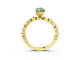 Yellow gold Fancy Green Pear  Solitaire Bezel-Set Diamond Ring with Beaded Band and Four-Prong Setting_35