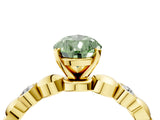 Yellow gold Fancy Green Pear  Solitaire Bezel-Set Diamond Ring with Beaded Band and Four-Prong Setting_36