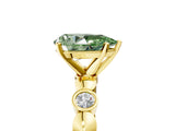 Yellow gold Fancy Green Pear  Solitaire Bezel-Set Diamond Ring with Beaded Band and Four-Prong Setting_37
