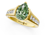 Yellow gold Fancy Green Pear  Solitaire Bezel-Set Diamond Ring with Channel-Set Band_39
