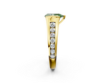 Yellow gold Fancy Green Pear  Solitaire Bezel-Set Diamond Ring with Channel-Set Band_40