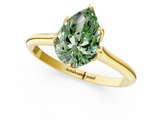 Yellow gold Fancy Green Pear  Solitaire Cathedral Diamond Ring with Six-Prong Setting_18