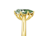 Yellow gold Fancy Green Pear  Solitaire Cathedral Diamond Ring with Six-Prong Setting_22