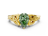Yellow gold Fancy Green Pear  Solitaire Celtic Knot Engagement Ring with Four-Prong Setting_45
