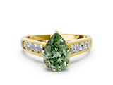 Yellow gold Fancy Green Pear  Solitaire Channel-Set Diamond Engagement Ring with Four-Prong Setting_32